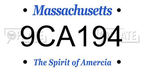 9CA194 Massachusetts License Plate