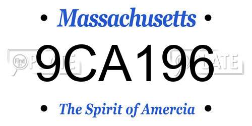 9CA196 Massachusetts License Plate