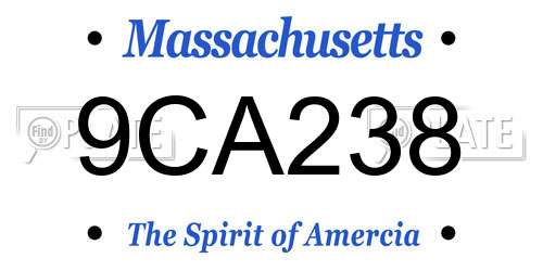 9CA238 Massachusetts License Plate