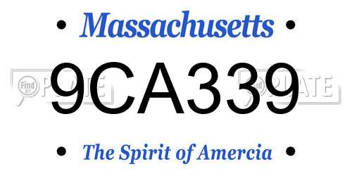 9CA339 Massachusetts License Plate