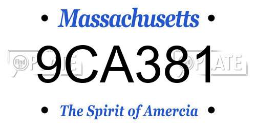9CA381 Massachusetts License Plate