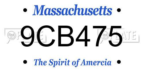 9CB475 Massachusetts License Plate