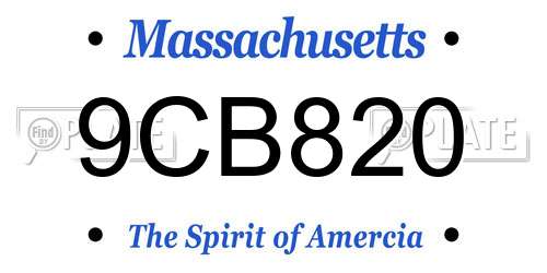 9CB820 Massachusetts License Plate