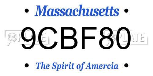 9CBF80 Massachusetts License Plate