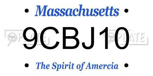 9CBJ10 Massachusetts License Plate