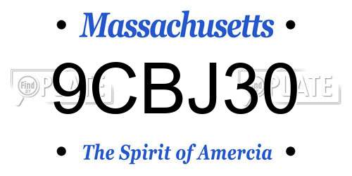 9CBJ30 Massachusetts License Plate