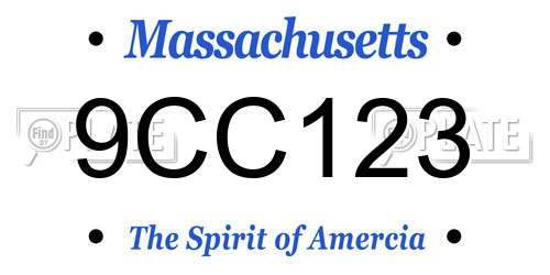 9CC123 Massachusetts License Plate