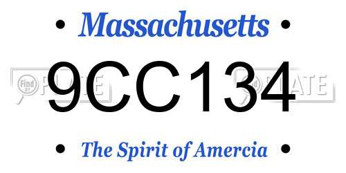 9CC134 Massachusetts License Plate