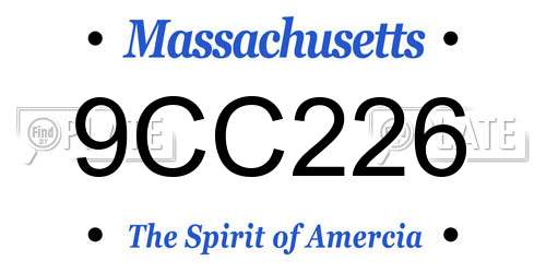 9CC226 Massachusetts License Plate