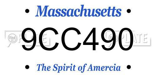 9CC490 Massachusetts License Plate