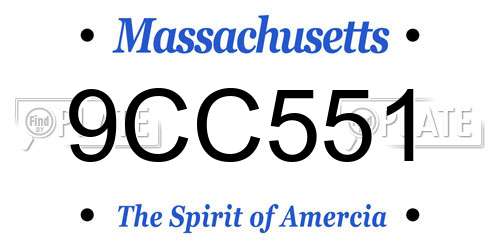 9CC551 Massachusetts License Plate