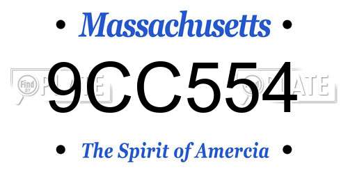 9CC554 Massachusetts License Plate