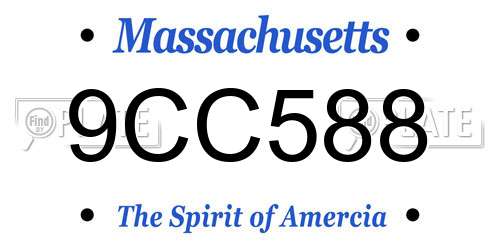 9CC588 Massachusetts License Plate