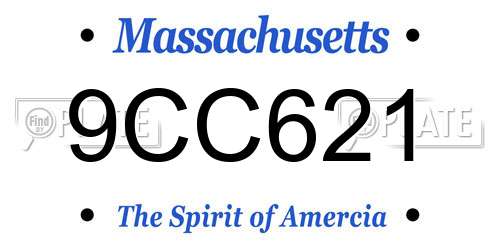 9CC621 Massachusetts License Plate