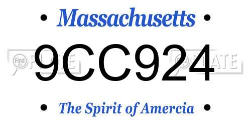 9CC924 Massachusetts License Plate