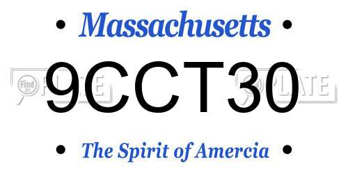 9CCT30 Massachusetts License Plate