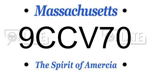 9CCV70 Massachusetts License Plate