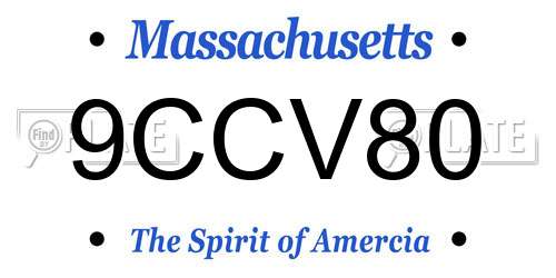 9CCV80 Massachusetts License Plate