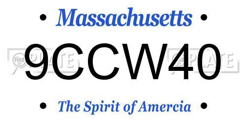9CCW40 Massachusetts License Plate