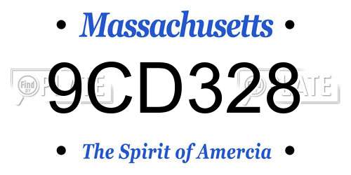 9CD328 Massachusetts License Plate
