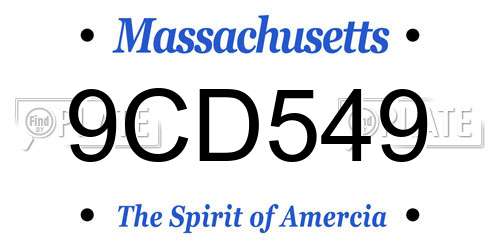 9CD549 Massachusetts License Plate