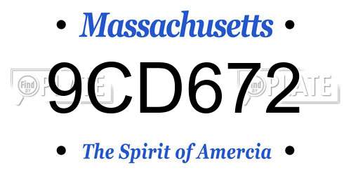 9CD672 Massachusetts License Plate