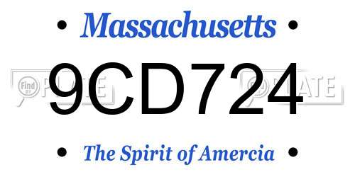 9CD724 Massachusetts License Plate