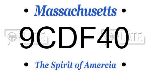9CDF40 Massachusetts License Plate