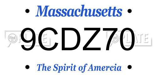 9CDZ70 Massachusetts License Plate