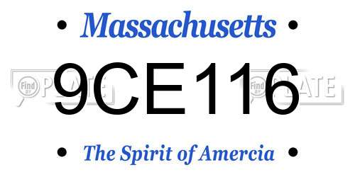9CE116 Massachusetts License Plate
