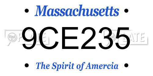 9CE235 Massachusetts License Plate