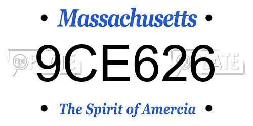 9CE626 Massachusetts License Plate