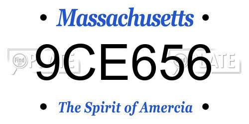 9CE656 Massachusetts License Plate