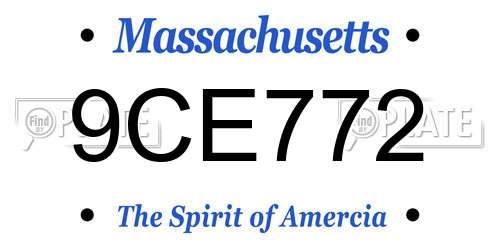 9CE772 Massachusetts License Plate