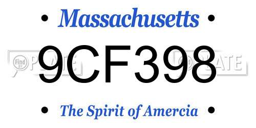 9CF398 Massachusetts License Plate