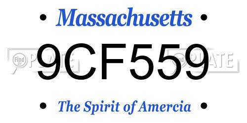 9CF559 Massachusetts License Plate