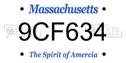 9CF634 Massachusetts License Plate