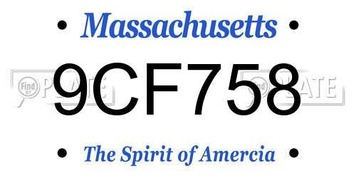 9CF758 Massachusetts License Plate