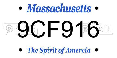 9CF916 Massachusetts License Plate