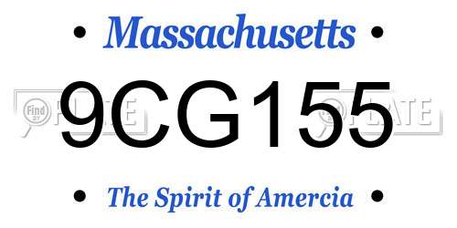 9CG155 Massachusetts License Plate