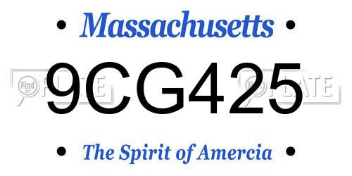 9CG425 Massachusetts License Plate