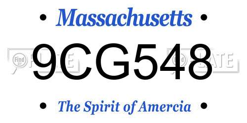 9CG548 Massachusetts License Plate