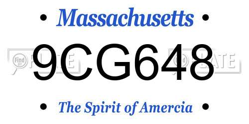9CG648 Massachusetts License Plate