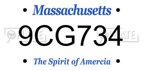 9CG734 Massachusetts License Plate