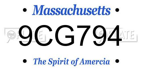 9CG794 Massachusetts License Plate