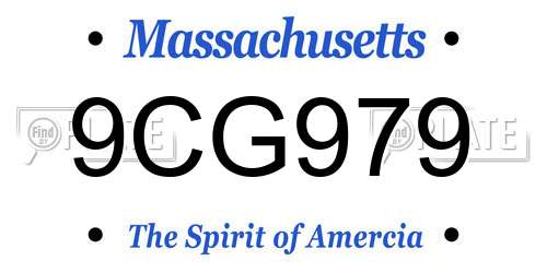 9CG979 Massachusetts License Plate