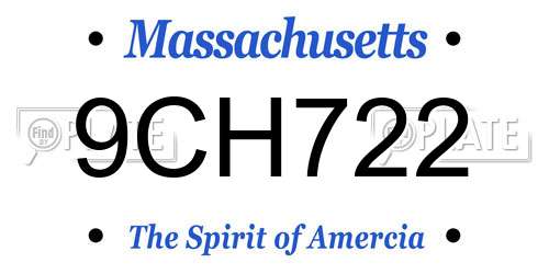 9CH722 Massachusetts License Plate
