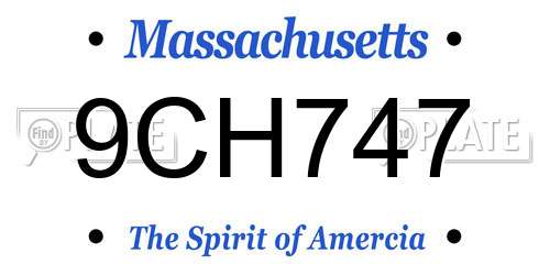 9CH747 Massachusetts License Plate