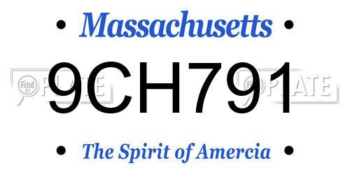 9CH791 Massachusetts License Plate
