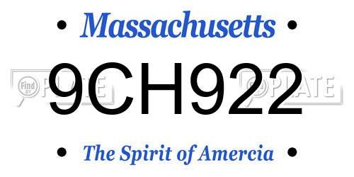 9CH922 Massachusetts License Plate